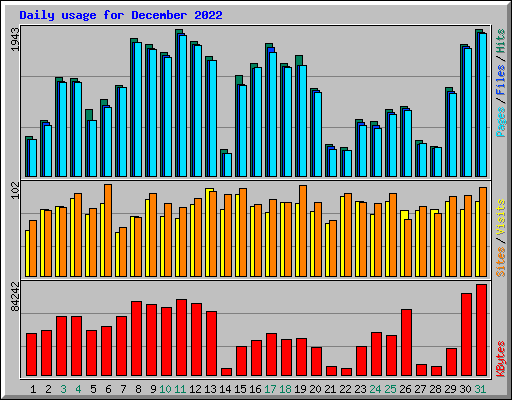 Daily usage for December 2022