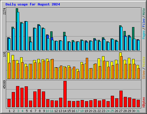 Daily usage for August 2024