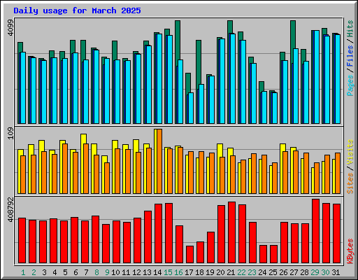 Daily usage for March 2025