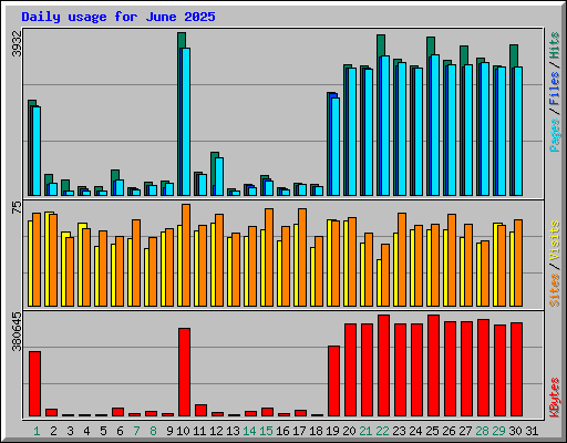 Daily usage for June 2025
