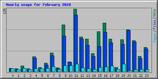 Hourly usage for February 2010