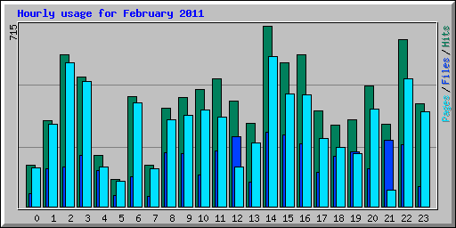 Hourly usage for February 2011